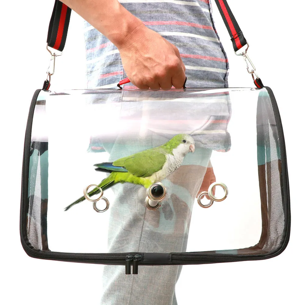 

Newly Lightweight Bird Carrier Cage Transparent Clear PVC Breathable Parrots Travel Bag TE889