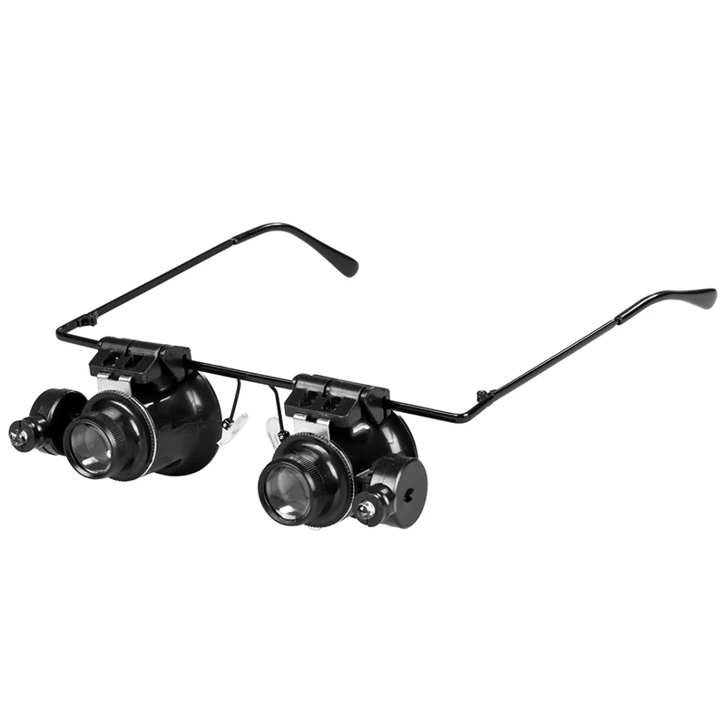 Hot 20X Magnifier Eye Glasses Loupe Lens Jeweler Magnifying Repair LED Light Watch With LED illumination