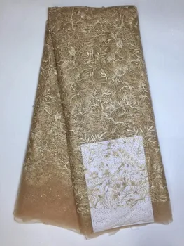 

Promotion Latest African Tulle Lace fabric high quality african net lace fabric with beads lace material for women dress