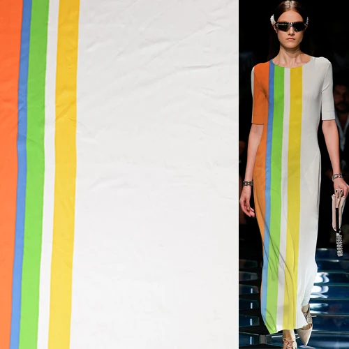 Fashion rainbow striped design pure silk twill fabric 140cm width STW098 | Дом и сад