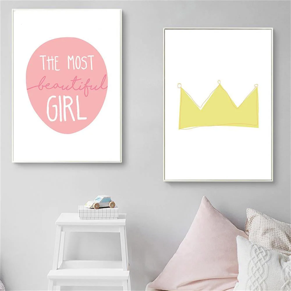 Baby-Girl-Nursery-Wall-Art-Canvas-Painting-Cartoon-Crown-Posters-and-Prints-Nordic-Kids-Decoraton-Pictures