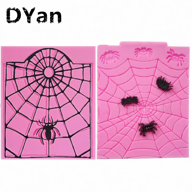 

New Spider Web Spider Halloween Fondant Cake Decoration Silicone Mould DIY Chocolate Cake Baking Mould