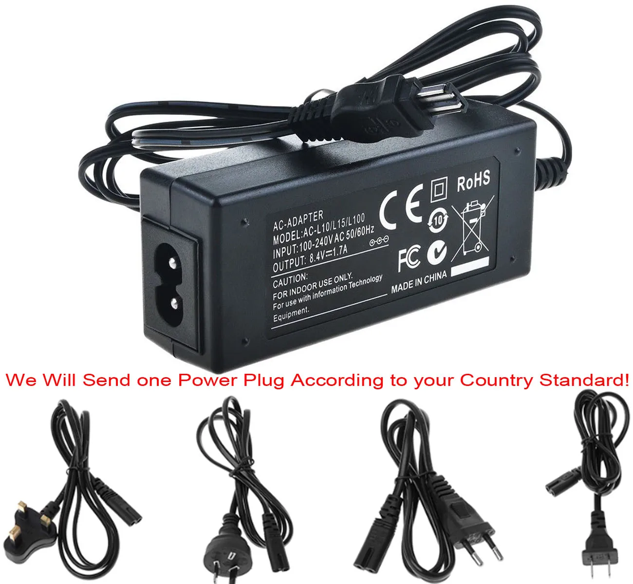 AC Мощность адаптер Зарядное устройство для sony AC-L10, AC-L10A, AC-L10B, AC-L10C, AC-L15, AC-L15A, AC-L15B, AC-L15C, AC-L100, AC-L100C - Цвет: 1x AC Power Adapter