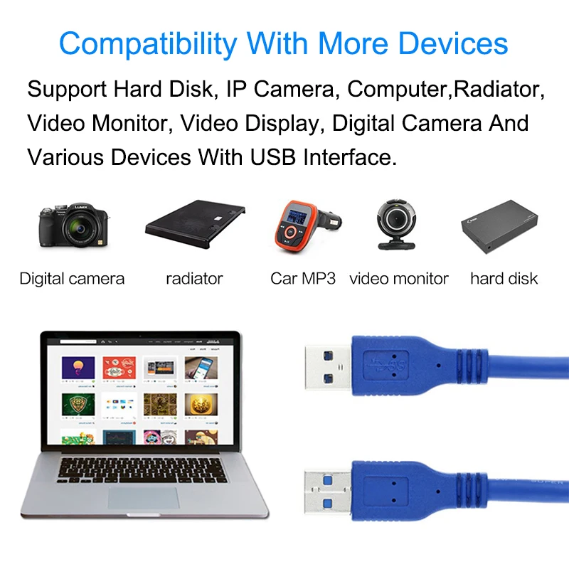 EGRINCY سريع سرعة USB 3.0 وذكر نوع إلى نوع وذكر تمديد كابل يو إس بي بيانات كابل تمديد ل المبرد كاميرا سيارة MP3 كاميرا