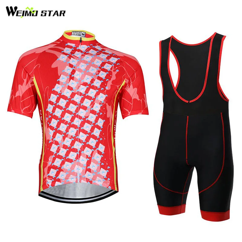 Weimostar Для мужчин Велоспорт Джерси летняя красная рубашка велосипед Майки Ropa Ciclismo летом гель дышащий Pad нагрудник Шорты для женщин костюм