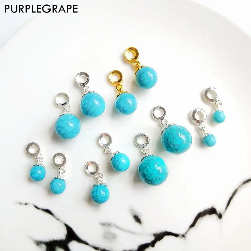 Tzhoodiaxrreviews 買取 Diy のイヤリングのアクセサリージュエリービーズペンダント手作りファ ッション合金ヴィンテージ樹脂模造ブルーターコイズ 4 ピース Purplegrape 通 販 価格