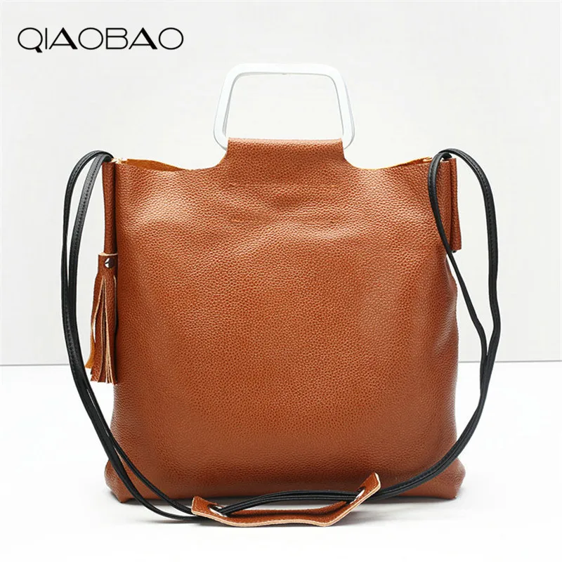 

QIAOBAO 100% Genuine Leather Bags ladies Bag cowhide totes female designer fashion big women Composite bags crossbody sac a main