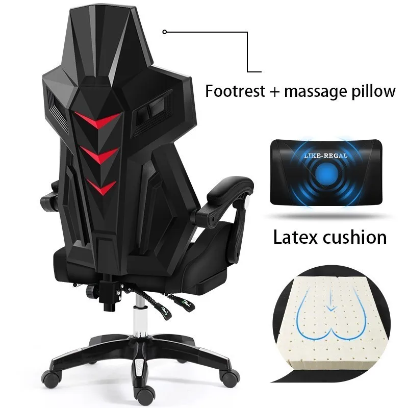 Роскошное Качество Silla Gamer Esports офисный Poltrona ажурный стул с подставкой для ног может лежать Эргономика дышащая подушка мебель - Цвет: black footrest