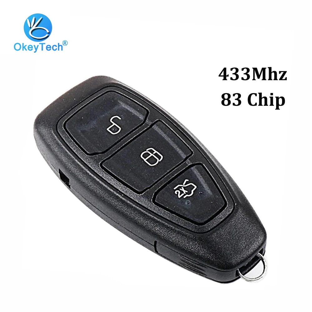 

OkeyTech Original 3 Button 433Mhz 83 Chip with Insert Blade Smart Card Remote Key for Ford Mondeo Focus C-Max Mondeo Kuga Fiesta