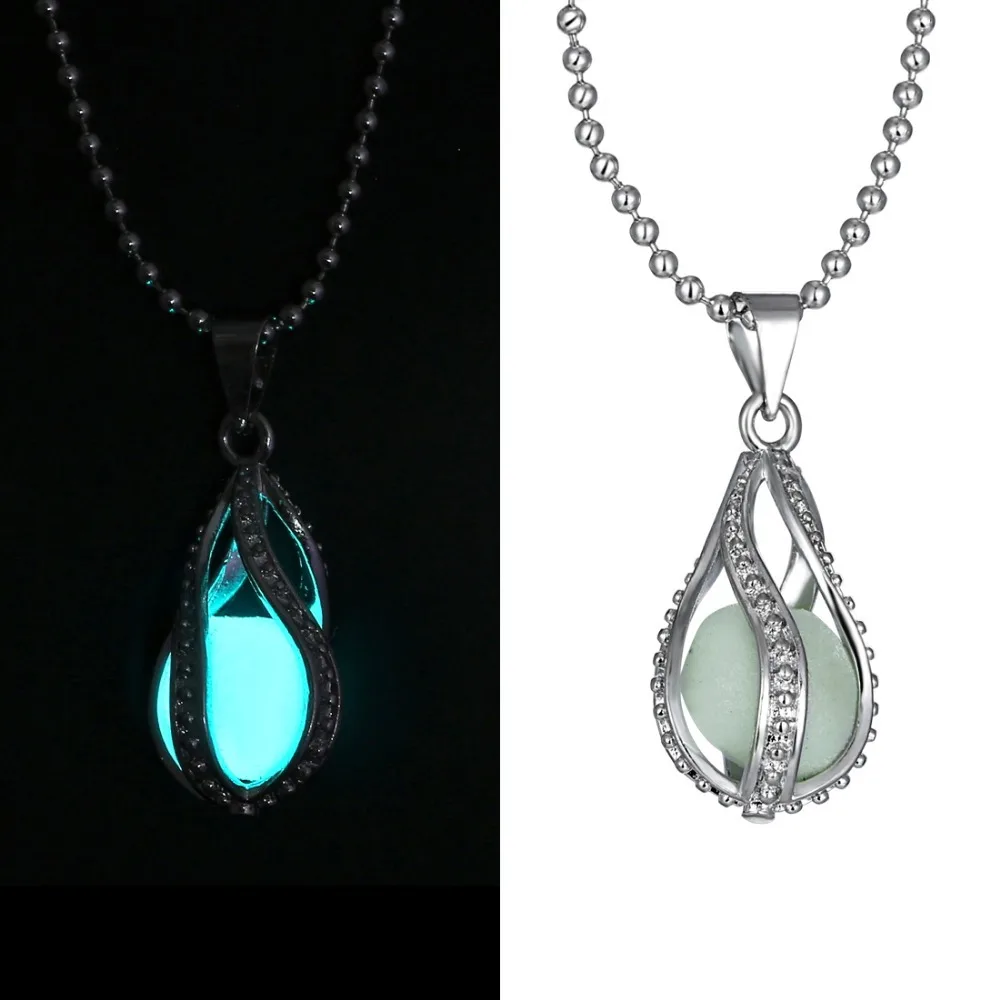 Rinhoo романтическое светящееся ожерелье подвеска в виде капли воды светящийся камень ювелирные изделия светится в темноте Подвески ожерелье для женщин подарок