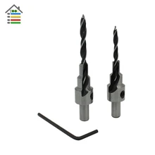 2pc 3 Step Pilot Countersink Drill Bits Set Reamer Screw Wood Window Hinge Hole Saw Chamfer 4-6 5-7 mm steps 8mm Shank