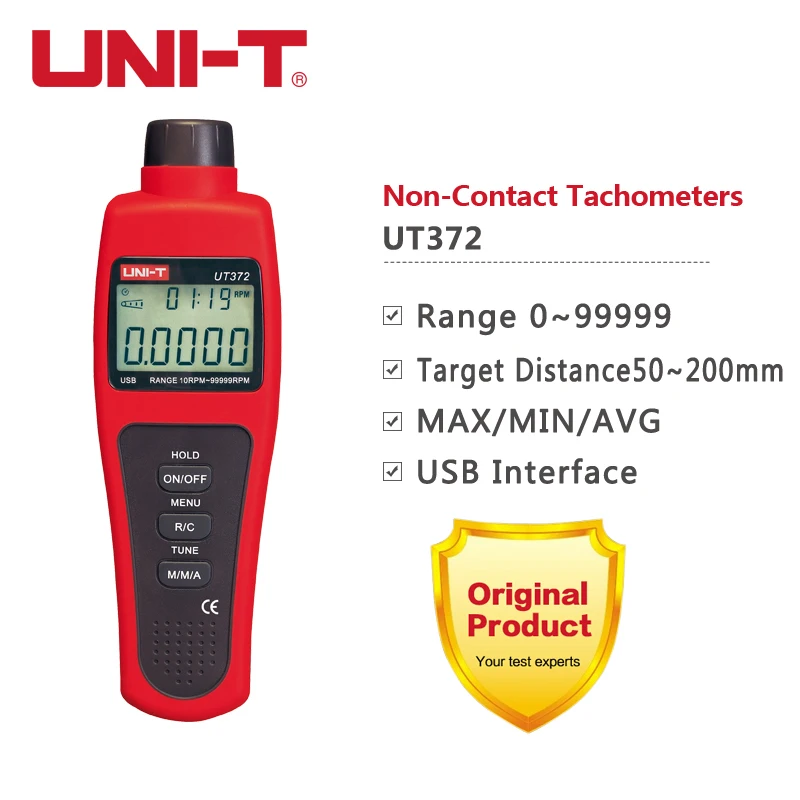 UNI-T UT372 бесконтактные цифровые Тахометры вращающийся измеритель скорости 10-99999 ОБ/мин USB передача данных