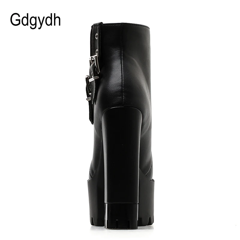 Ceny Gdgydh kobiety sznurowanie szpilki botki platformy buty damskie klamerka do butów okrągłe Toe panie Party buty gumowa podeszwa promocja