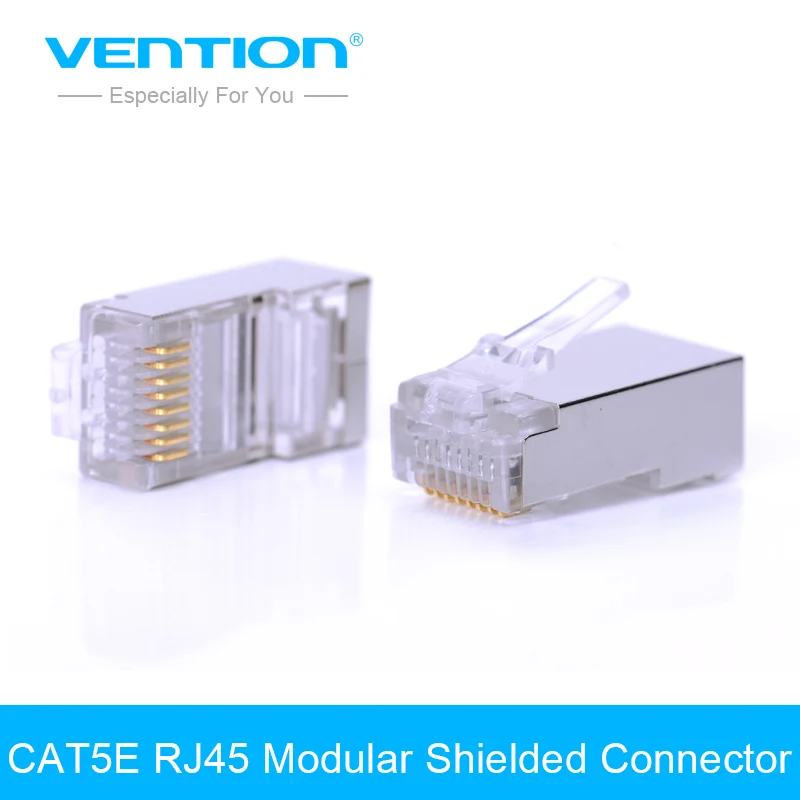 

Vention CAT5E RJ45 Modular shielded Gold Plated Network Plug Connector 10Pcs/lot