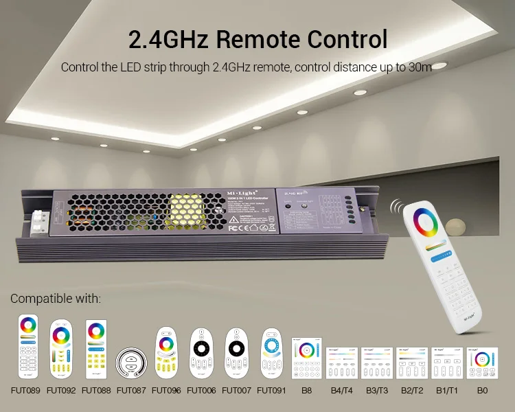 MiLight 100 Вт 5 в 1 светодиодный контроллер встроенный блок питания 2,4 г RF/wifi APP/alexa Голосовое управление для 24 в RGB RGBW RGB+ CCT светодиодный полосы