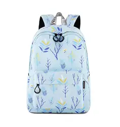 Водонепроницаемый рюкзак для женщин светло-голубой цветочный принт рюкзак для 15,6 дюймов ноутбук подростковый школьный рюкзак для девочек