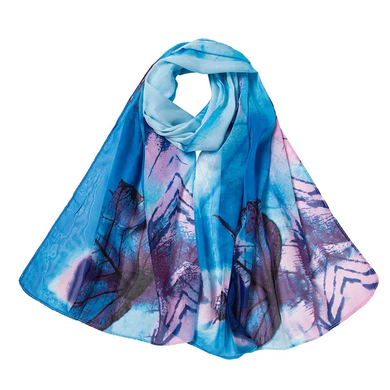  Fashion Women Leaves Printing Long Soft Wrap Scarf Ladies Shawl women's scarves handkerchief hijab scarf 40FE2509