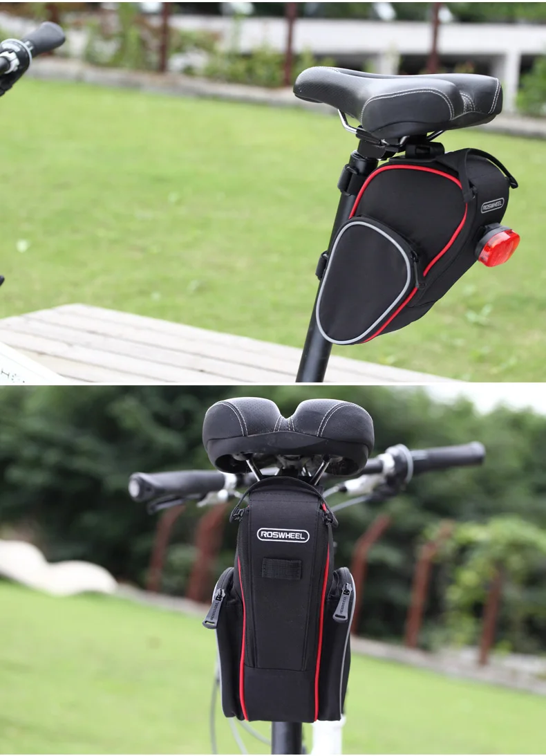 Clearance ROSWHEEL 13890 Cycling Tail Bag Folding MTB Mountian Bike Back Saddle Seat Pouch Outdoor Pocket Tools Bag Bicycle Accessories 2