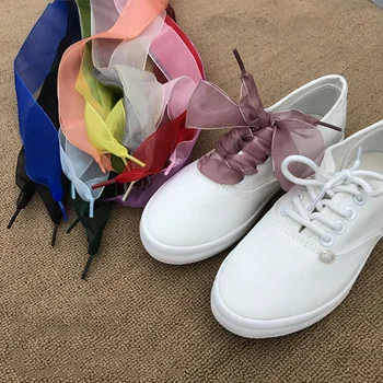 

1Pair Fashion Lace Flat Wide Shoelaces Casual Style Decorations For Women Durable Shoestring Candy Colors Shoelaces