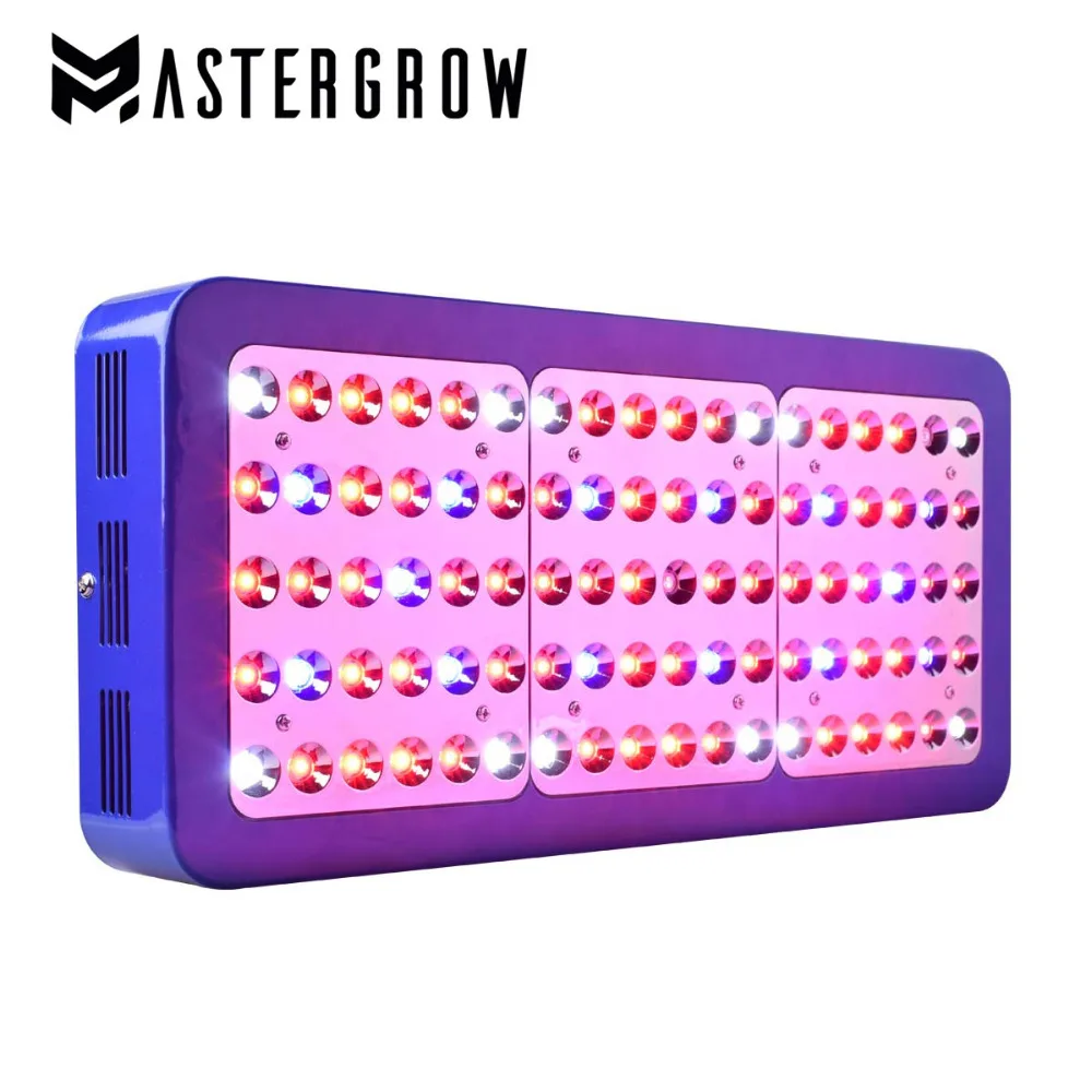 MasterGrow 600 Вт 900 Вт 1200 Вт полный спектр двойной чип светодиодный светильник для выращивания красный/синий/УФ/ИК с гальваническим отражателем для комнатных растений