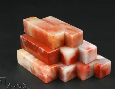 

1.5x1.5x5cm Natural Vietnam Laos seal original stone leisure Zhang Shi Jinshi carving Shoushan stone practice flat chop 10pc