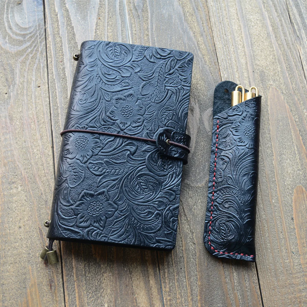 

notebook First Layer Genuine Leather Notebook planner Retro Bullet Journal Flora Cover Planner Agenda Diary 17.5*10cm Wholesale