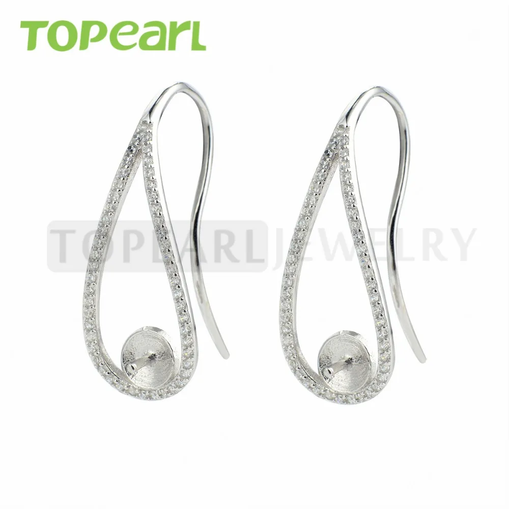 

9EM179 CKKU Jewelry 5pairs/LOT 925 Sterling Silver Shiny Zirconia Tear Drop Hook Earrings Findings for DIY Making