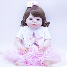 Full Body Silicone Reborn Baby Dolls Kid Playmates Realistic 57cm bebe Princess Doll Reborn Gift non-toxic bath toy 23 Inch 22 inch baby reborn doll toys full body soft silicone vinyl non toxic safe realistic bebe newborn doll toys best gift for girls