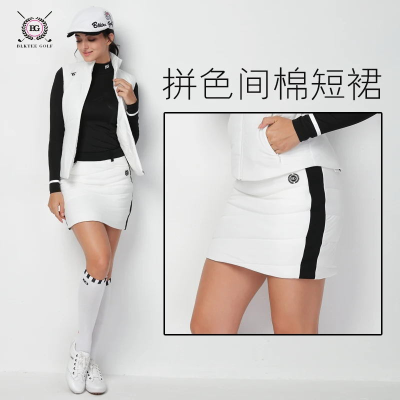 

2018 Winter women golf skirt lady autumn outdoor thick skorts female golf apparel shorts quilted skirts blacK White Thermal Warm