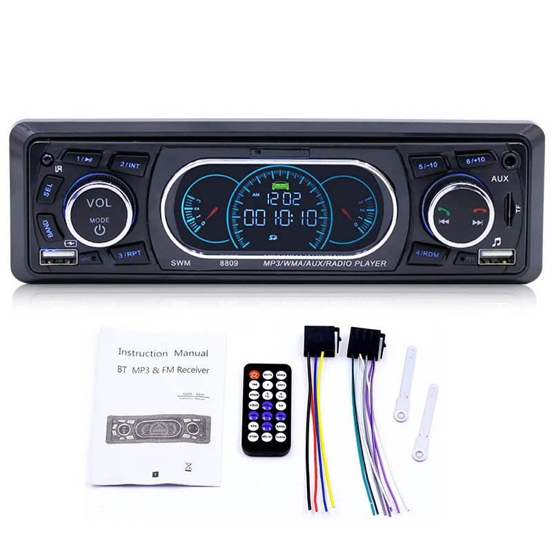 

MP3 Player Bluetooth 1-Din Car Stereo Audio In-Dash Support USB/TF/AUX/FM Receiver with Wireless Remote Controller