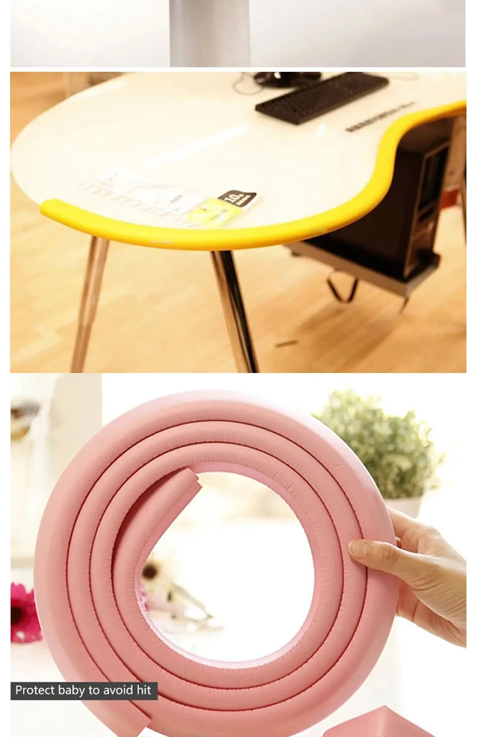 2M Children Protection Table Guard Strip Baby Safety Products Glass Edge Furniture Horror Crash Bar Corner Foam Bumper Collision