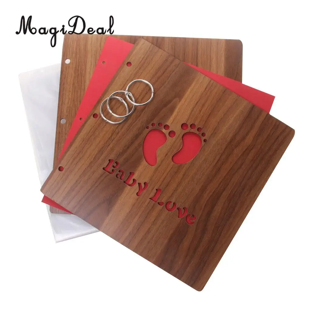 MagiDeal Baby Love Footprints/ I LOVE YOU Vintage Photo Album Craft for Party Scrapbook Diary Gifts Memory Love Autograph Decor