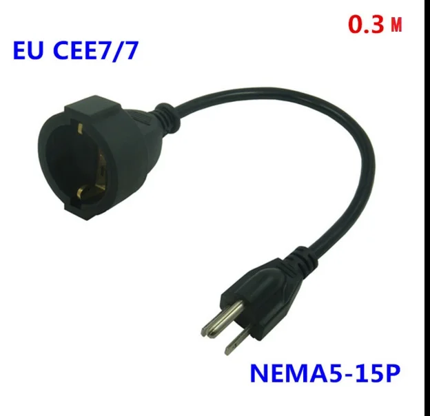 US 3PIN штепсельная Вилка для CEE 7/7 Европейского женского кабеля адаптера Schuko