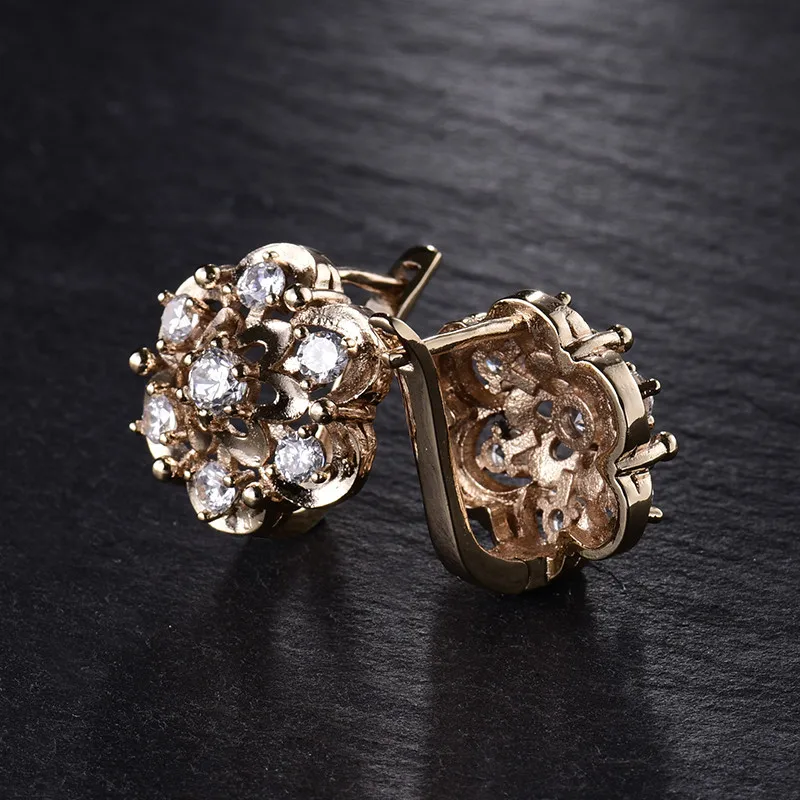 BUDONG брендовые модные серьги-кольца с большим цветком для женщин Серебряные/золотистые серьги с кристаллами CZ свадебные украшения XUE193
