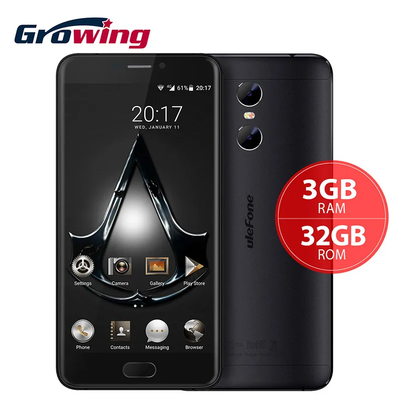 Оригинал Ulefone Близнецы mtk6737t 4 ядра Android 6.0 мобильный телефон 2 назад Камера 5.5