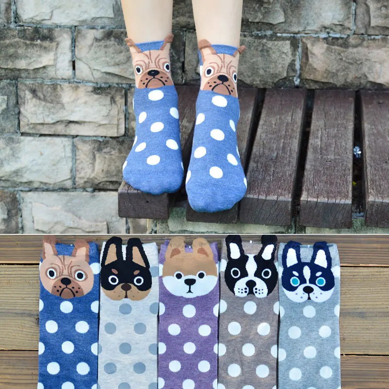 

Winter Korea New Pattern Cotton Woman Socks Dog Dot printed Cartoon Socks Classic Funny Lovely Series Meias Femininas ez*