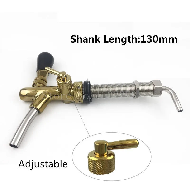 

Draft Beer tap faucet, Adjustable Faucet golden plating with 130mm Shank - Keg Tap Kegerator Spout Homebrew Beer Dispenser