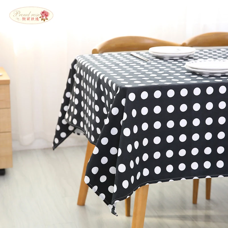

Proud Rose 2018 New White Polka Dot Table Cloth Cotton Tablecloth Rectangular Tablecloths Household Table Cover Table Decoration