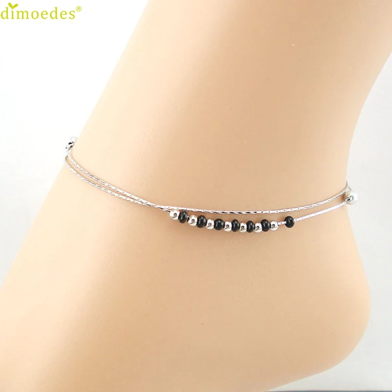 

Diomedes Newest Fashion Diomedes Double Black White Bead Anklet Bracelet Sandal Beach Foot Jewelry anklets for women