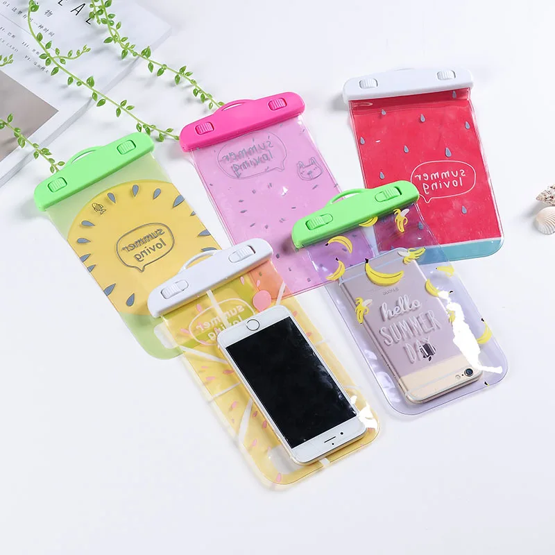 

Summer fruit wrist armband phone waterproof protective cover summer swimming diving bath mobile phone storage bag Dropship 0803
