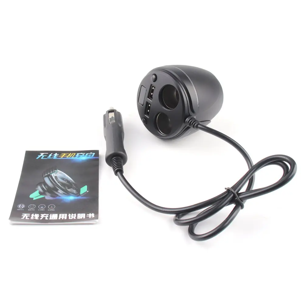 Multifunction Car Charger Cup Holder With LED Display Glowing Dual USB Cigaretter Lighter Sockets Power Adapter For Phone