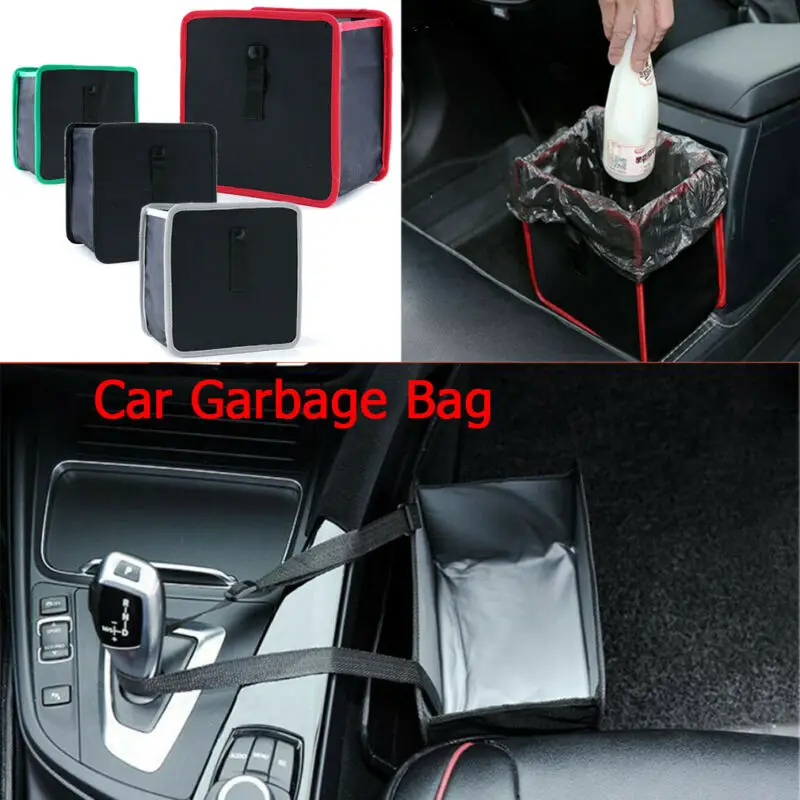Car Trash Bin Waste Basket Storage Garbage Can Litter Leakproof Bag Organizers