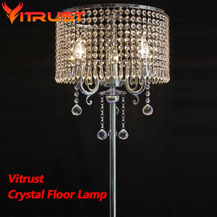 

Luxury k9 crystal floor lamps for living room modern floor standing lamp lamparas de pie industrial tripod lamp