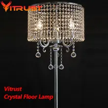 Luxury k9 crystal floor lamps for living room modern floor standing lamp lamparas de pie industrial tripod lamp