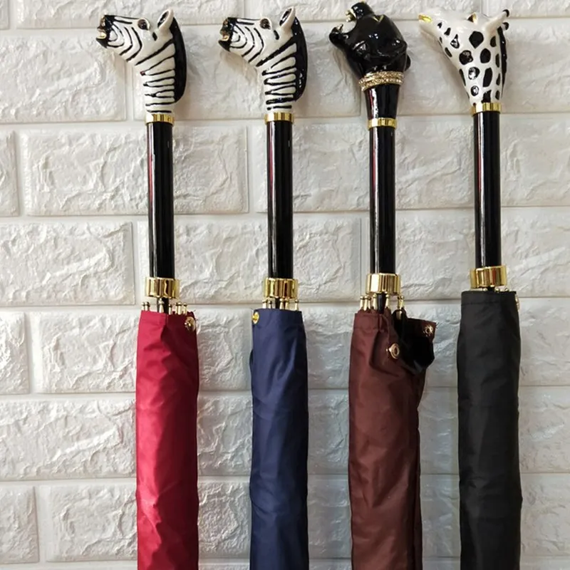 Creative Animal Umbrella Rain Women And Men Semiautomatic Longhandle Umbrella Elegant