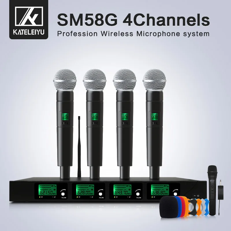 Top Quality 4 Channel Wireless Microphone System UHF