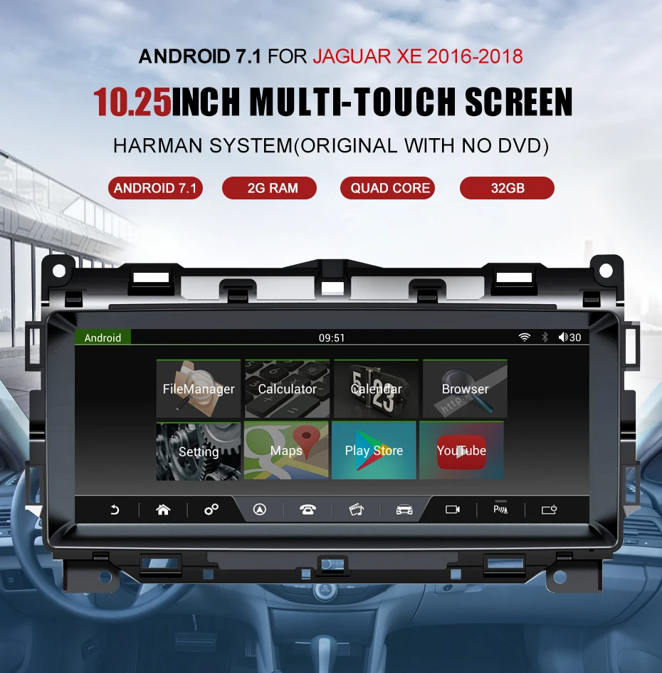 Excellent KANOR 10.25 inch Touch Screen Android 7.1 2+32G Car GPS Multimedia Navigation For Jaguar XE 2016 2017 2018 Autoradio Stereo 0