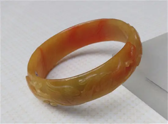 

Hot sell ->@@ NEW Chinese Hand-carved 100% Natural Yellow Jadeite Bangle JADE Bracelet 59mm NEW -Top quality free shipping