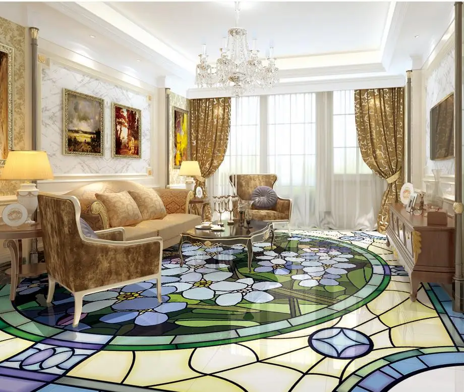3d flooring Small floral modern geometric 3D flooring ...