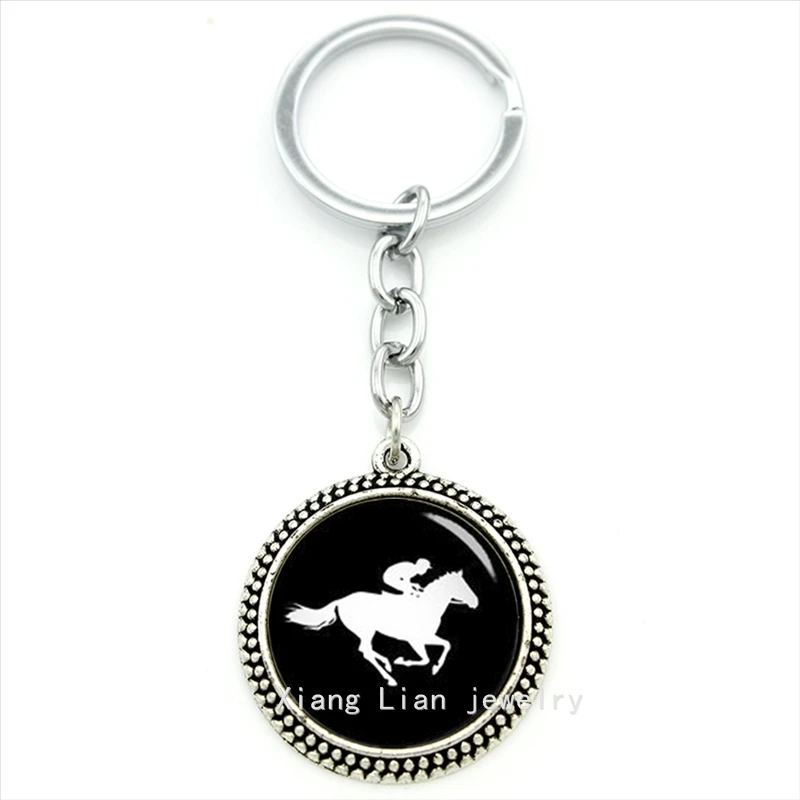 High quality fine jewelry horse racing keychain Horse race your sport